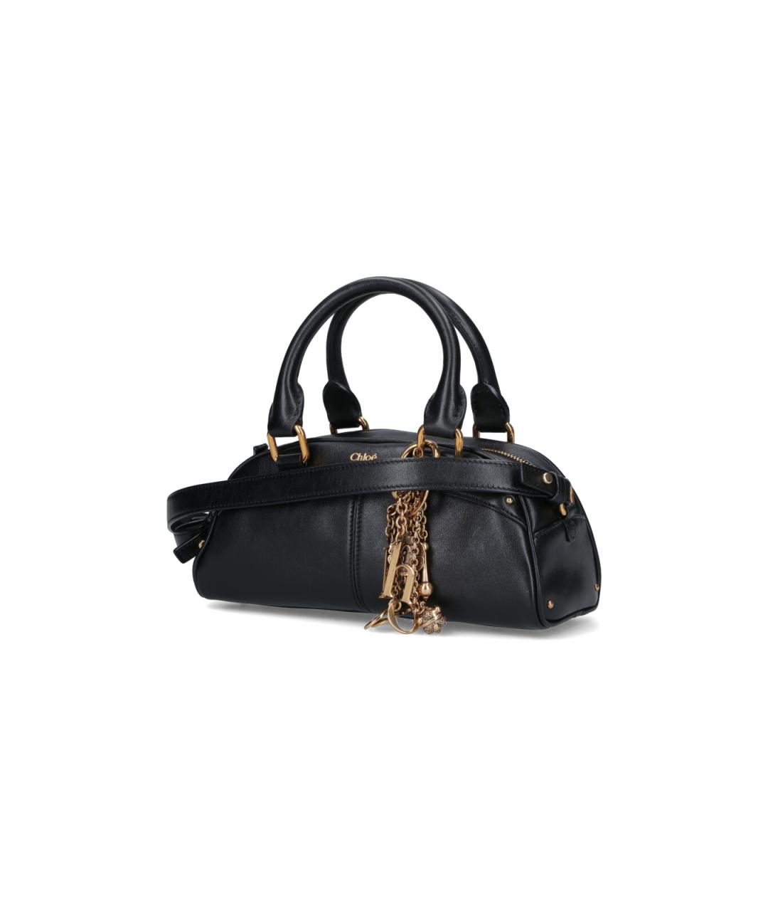 CHLOE Черная кожаная сумка с короткими ручками, фото 2