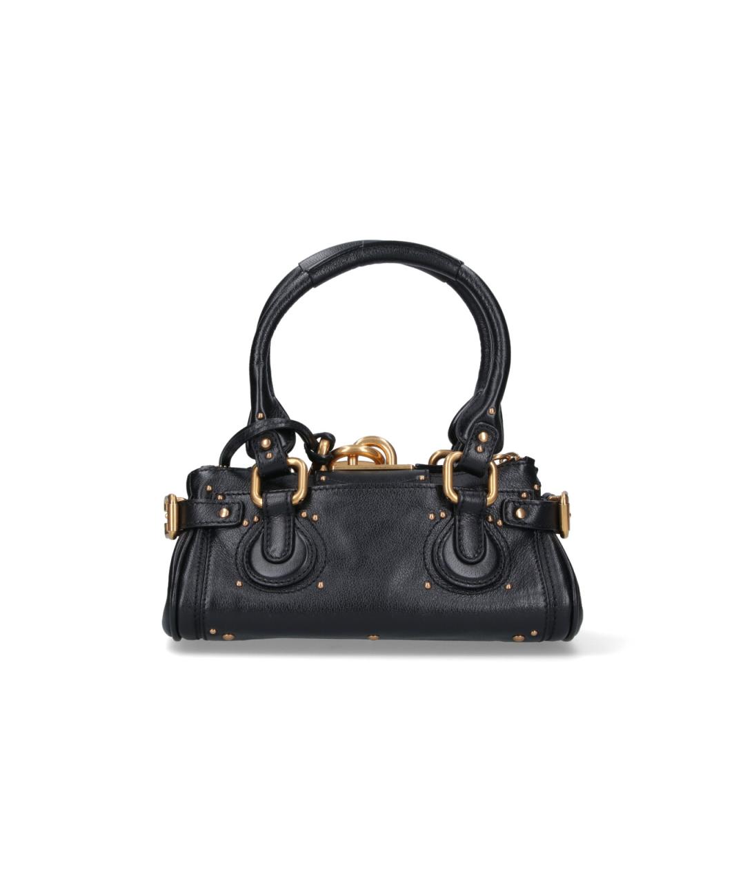 CHLOE Черная кожаная сумка с короткими ручками, фото 3