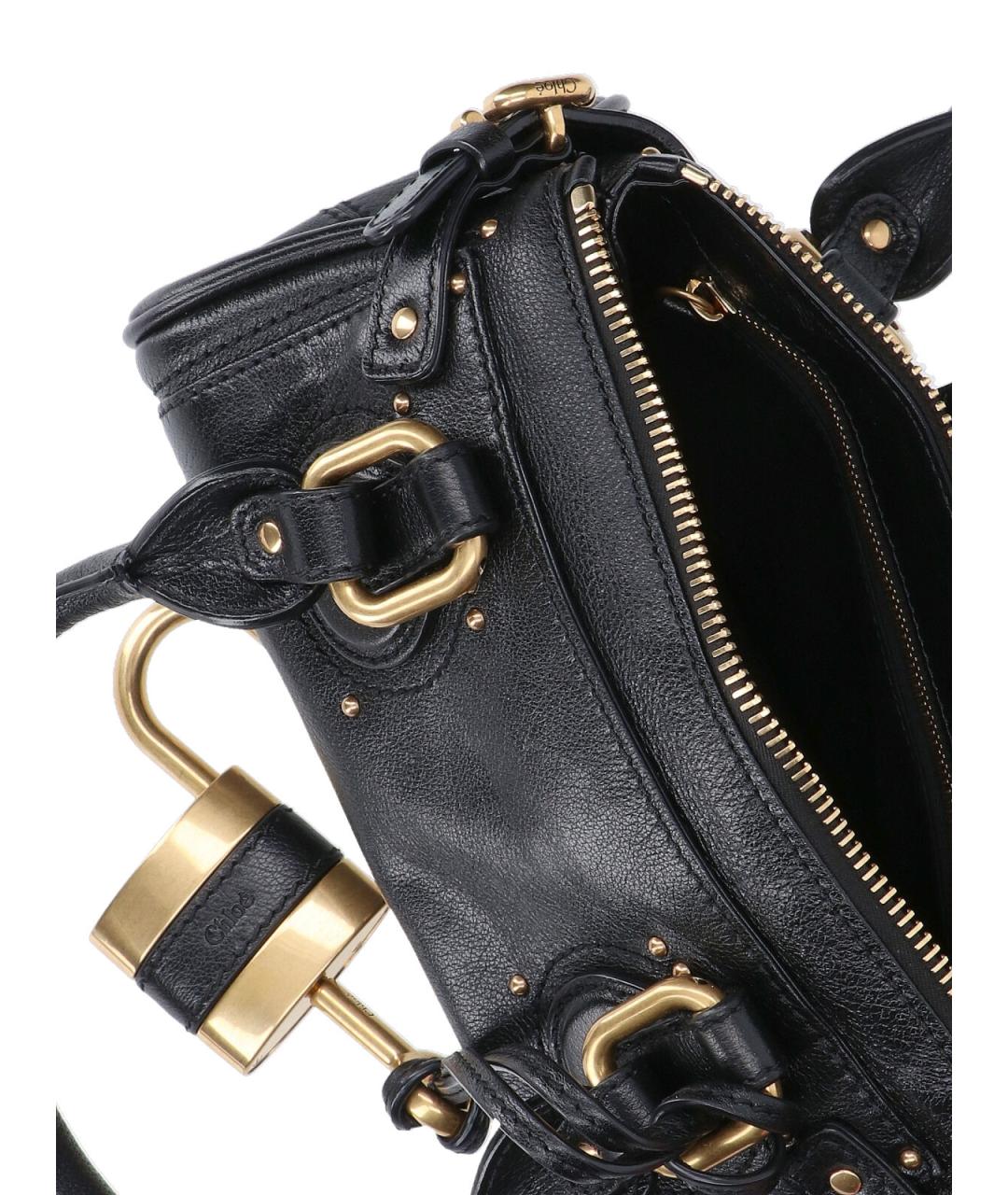 CHLOE Черная кожаная сумка с короткими ручками, фото 4