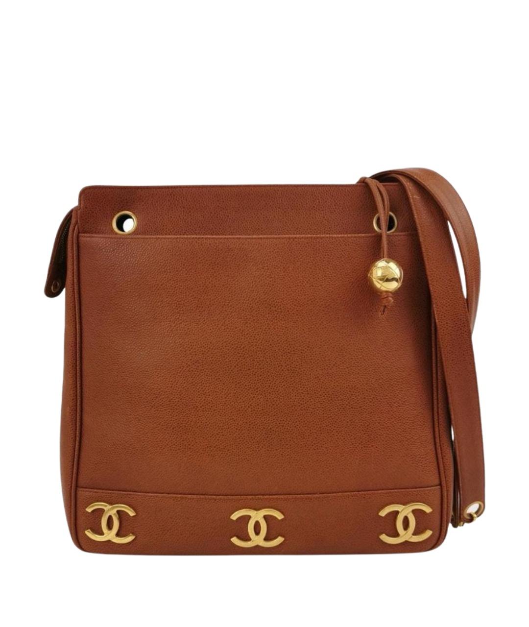 CHANEL Коричневая кожаная сумка через плечо, фото 1