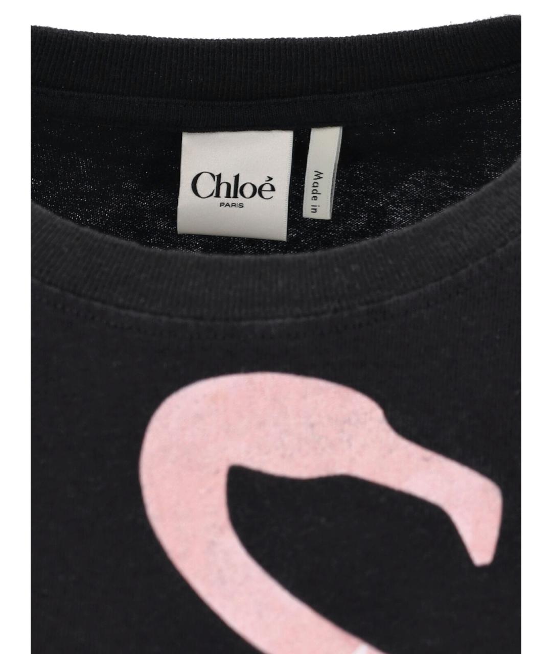 CHLOE Черная хлопковая футболка, фото 3
