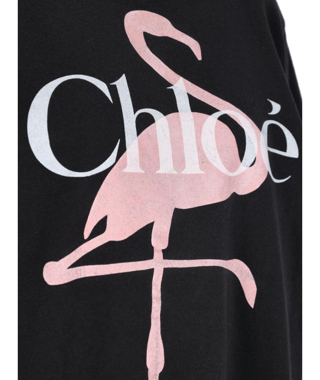 CHLOE Черная хлопковая футболка, фото 4