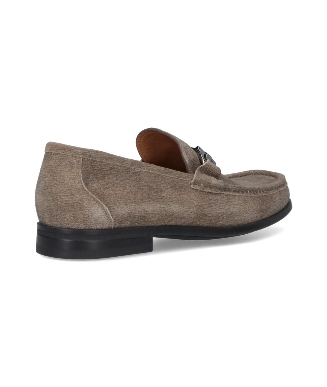 FERRAGAMO Бежевые замшевые лоферы, фото 4