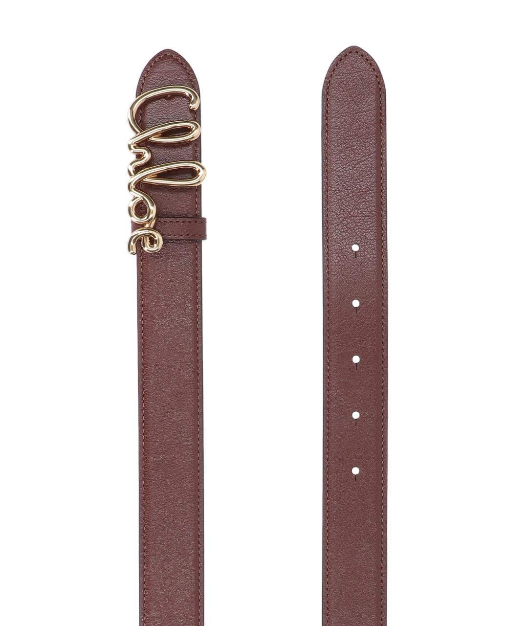 CHLOE Коричневый кожаный ремень, фото 2