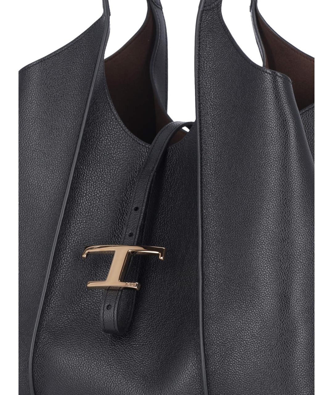 TOD'S Черная кожаная сумка тоут, фото 4