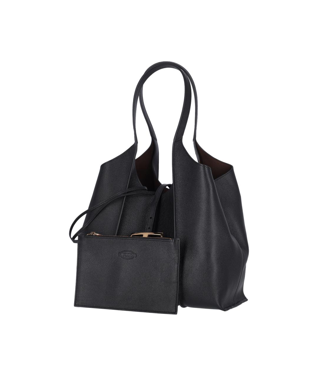 TOD'S Черная кожаная сумка тоут, фото 2