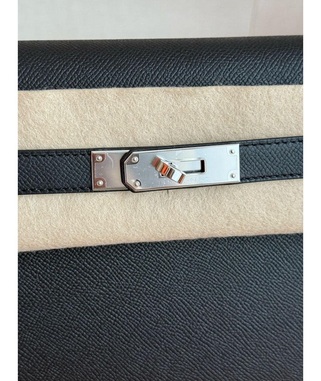 HERMES Черная кожаная барсетка, фото 4