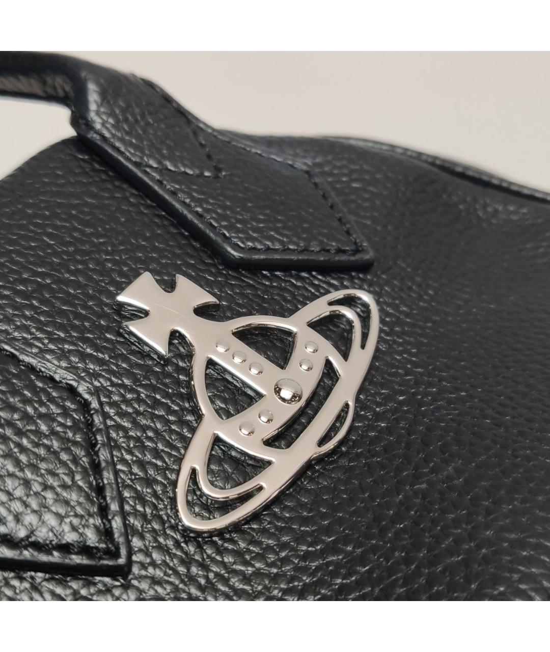 VIVIENNE WESTWOOD Черная кожаная сумка через плечо, фото 8