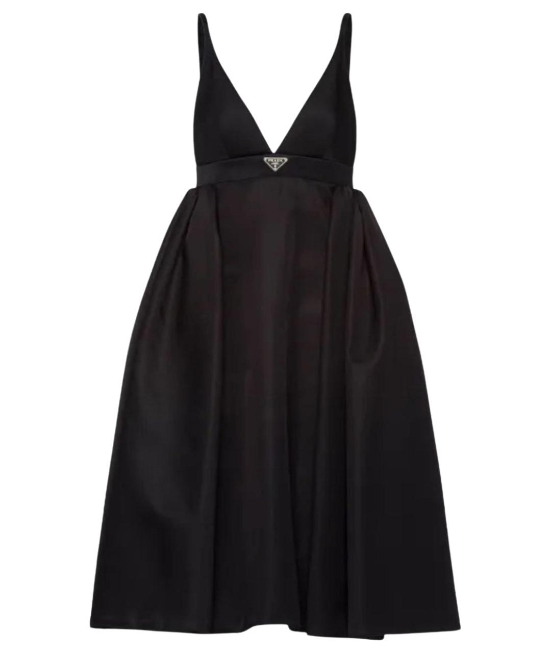 PRADA Черное хлопко-эластановое вечернее платье, фото 1