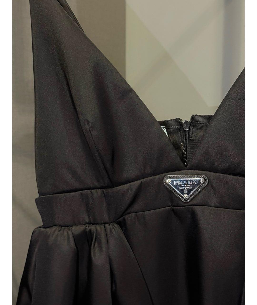 PRADA Черное хлопко-эластановое вечернее платье, фото 4