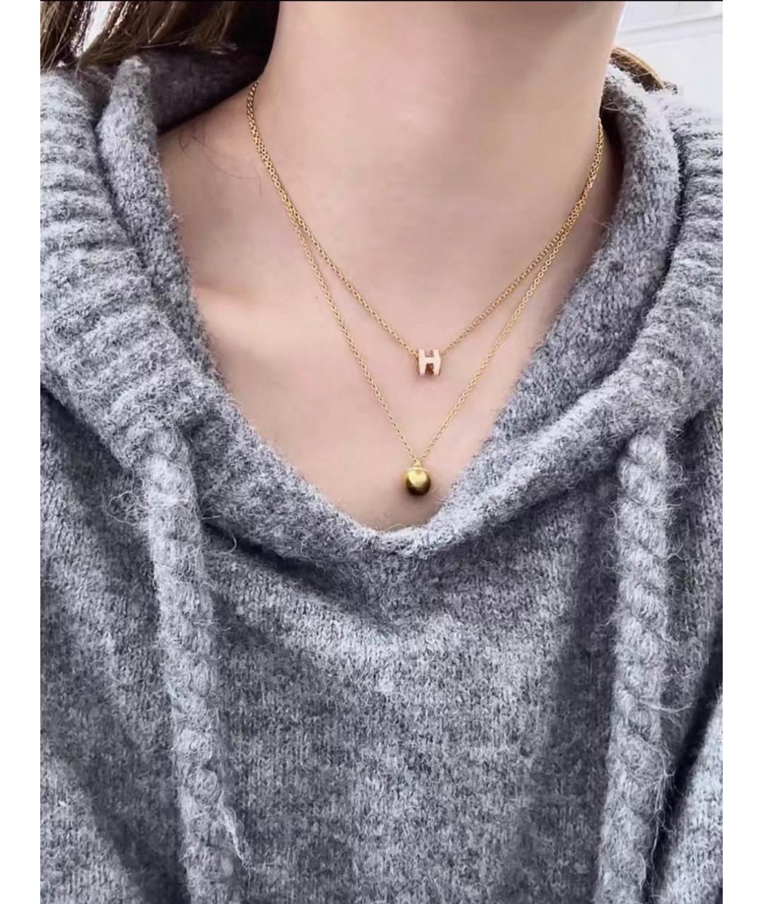 HERMES Розовая металлическая подвеска, фото 8