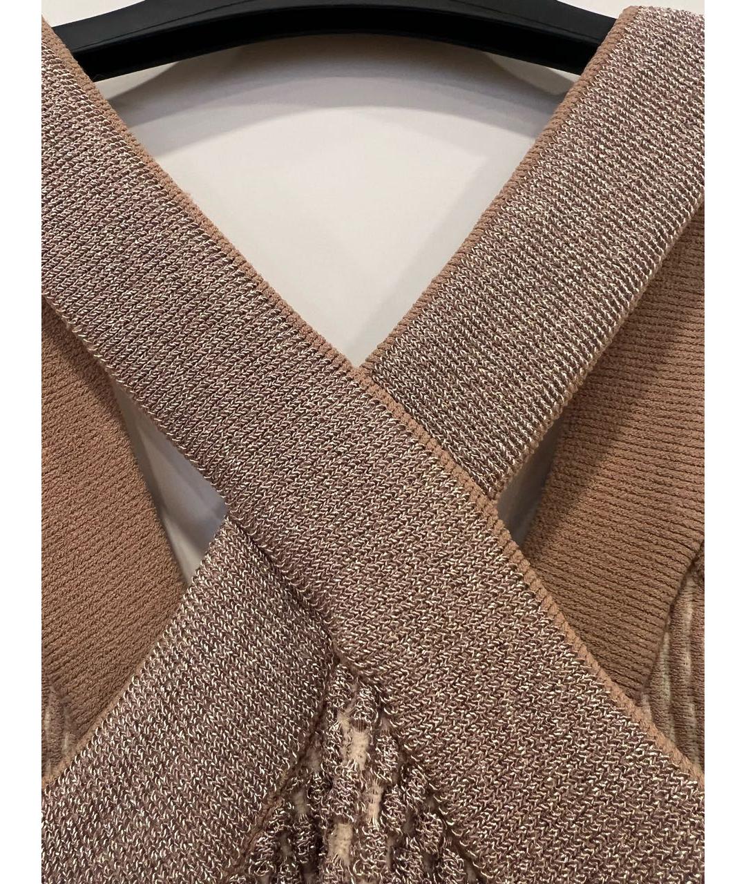 ALAIA Золотое вискозное коктейльное платье, фото 3