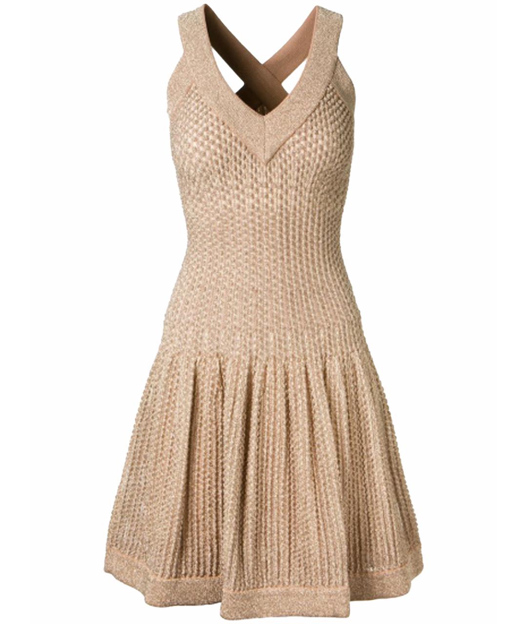 ALAIA Золотое вискозное коктейльное платье, фото 1