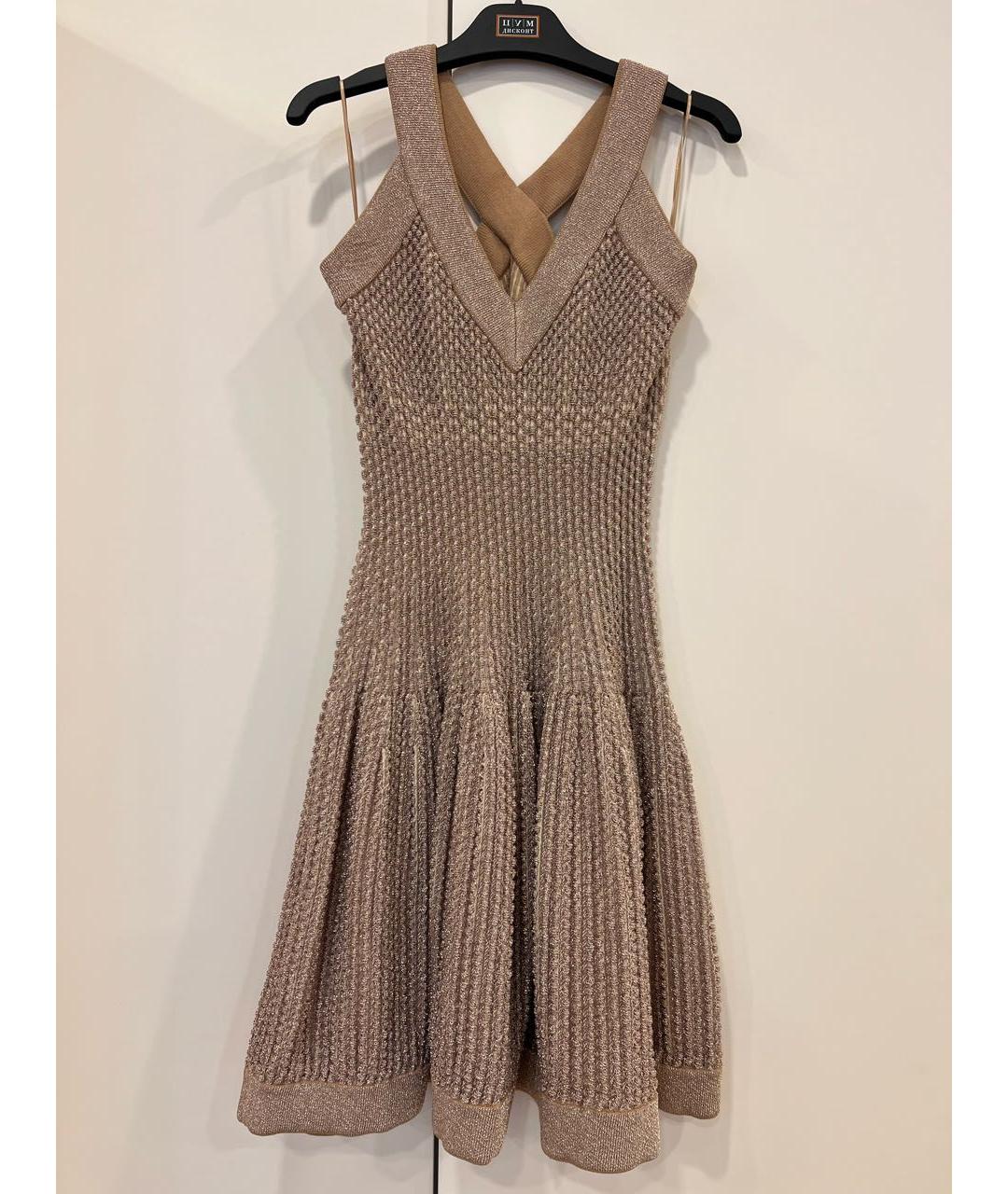 ALAIA Золотое вискозное коктейльное платье, фото 6