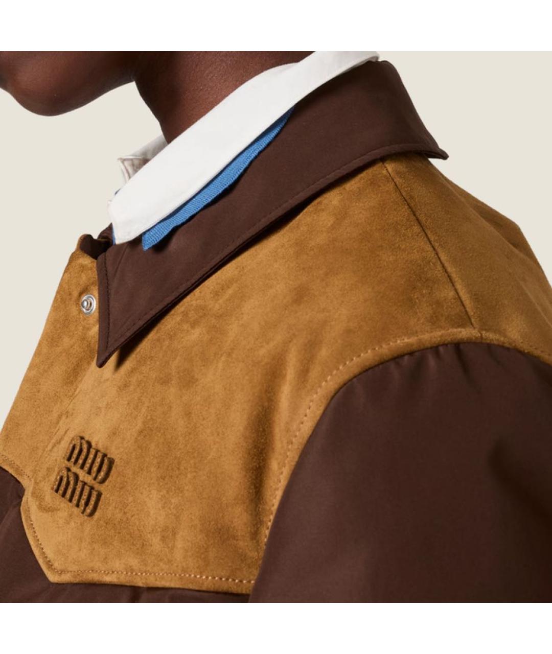MIU MIU Коричневый замшевый пуховик, фото 3
