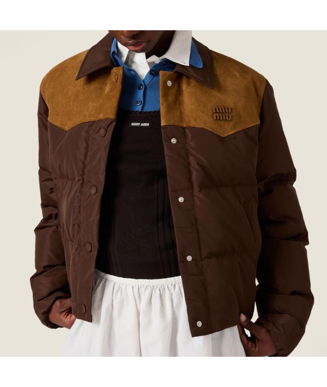 MIU MIU Коричневый замшевый пуховик, фото 2