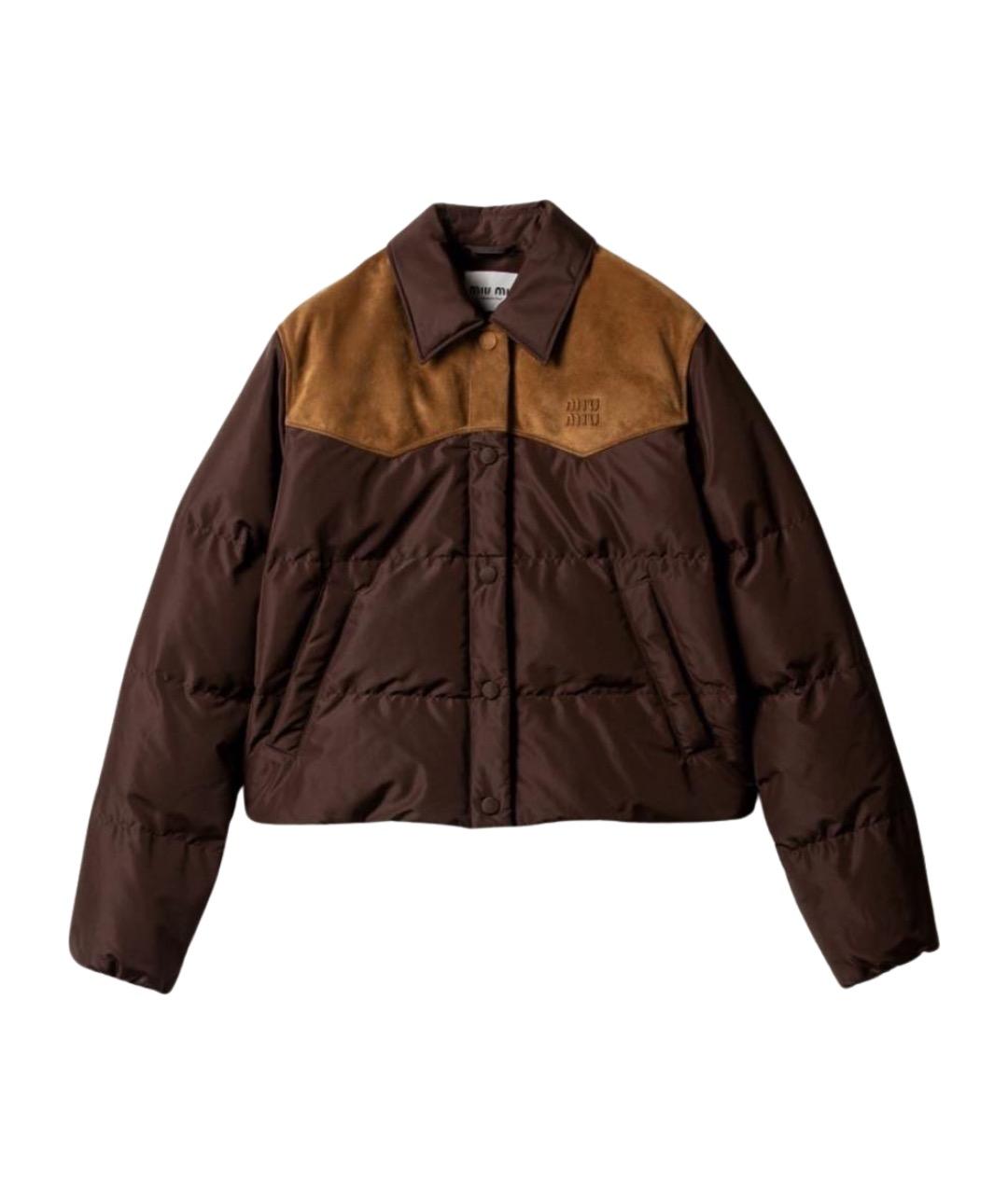 MIU MIU Коричневый замшевый пуховик, фото 1
