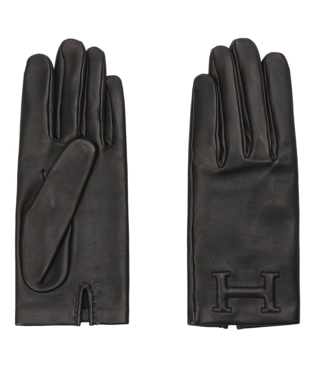 HERMES Черные кожаные перчатки, фото 2