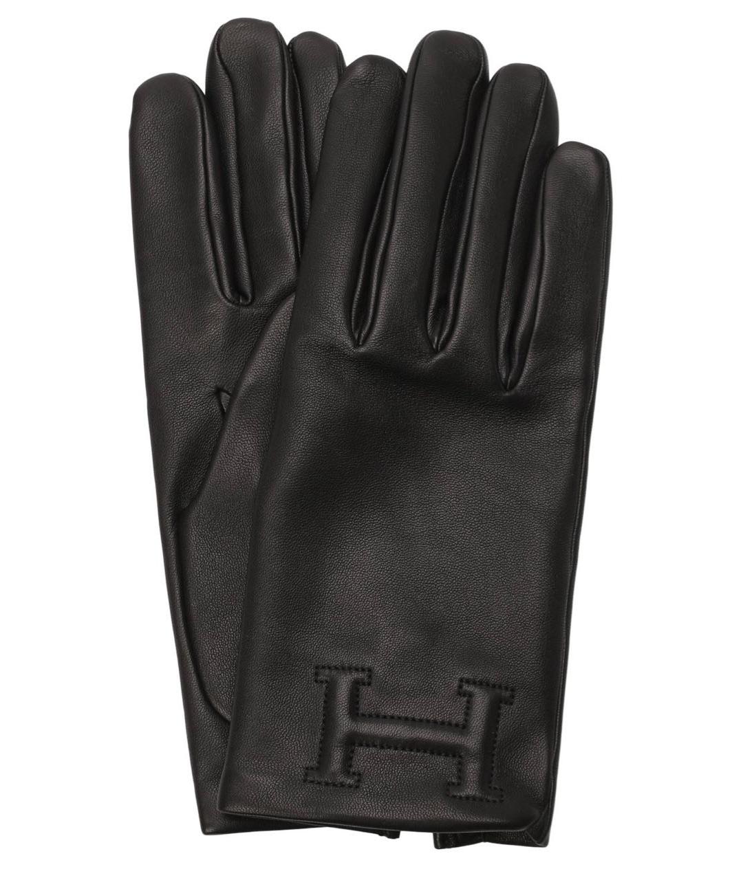 HERMES Черные кожаные перчатки, фото 1
