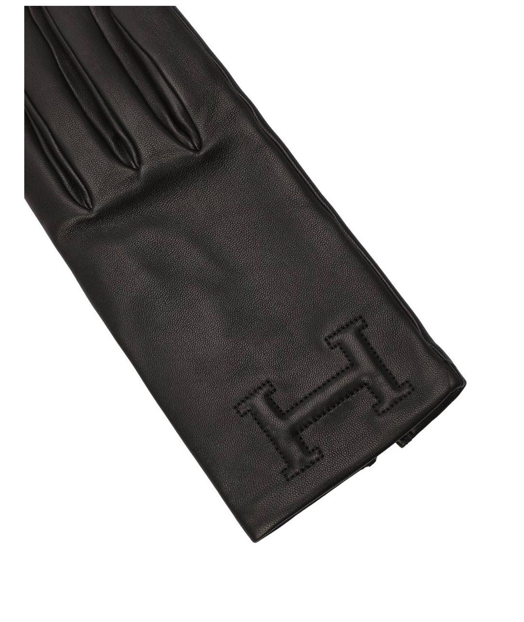 HERMES Черные кожаные перчатки, фото 3