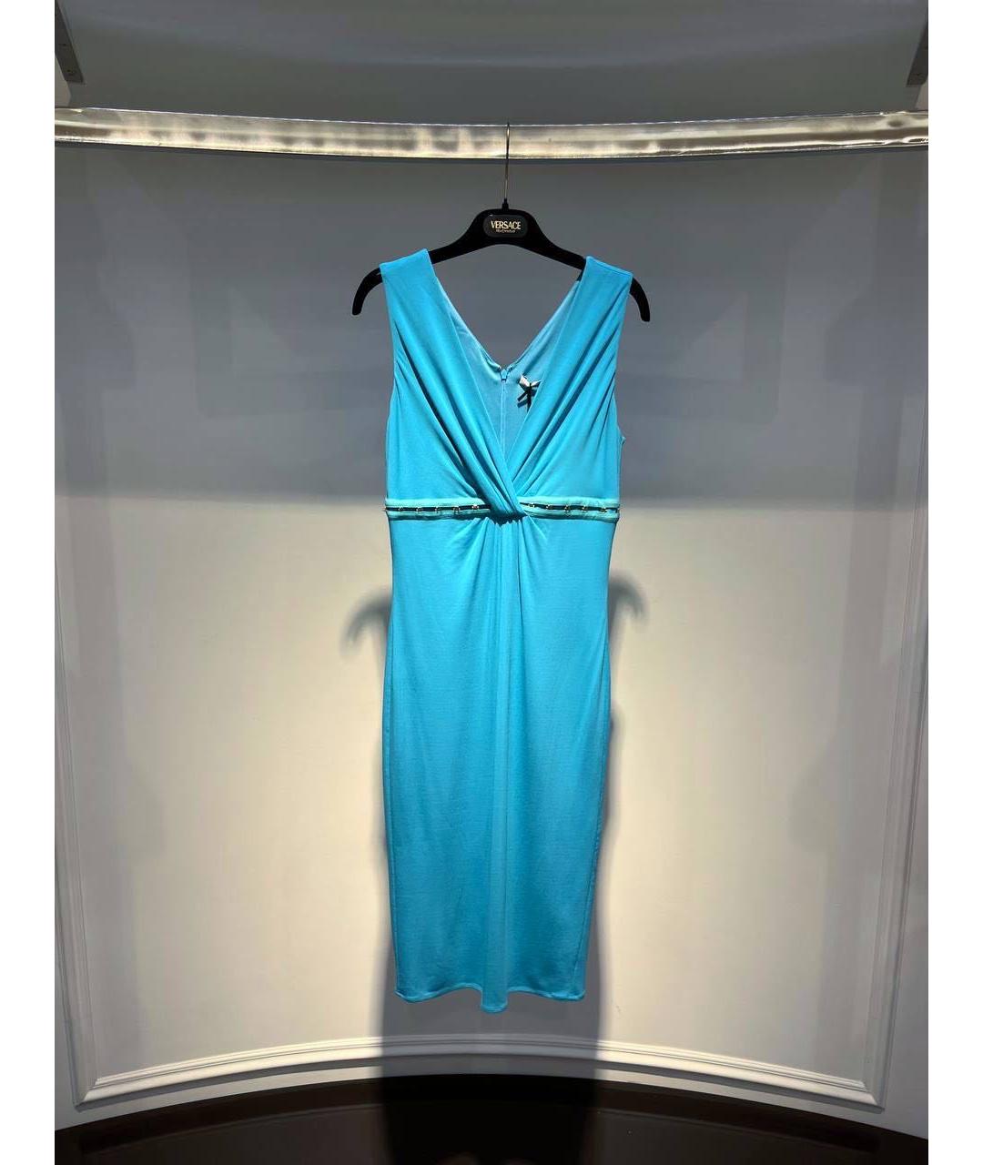 VERSACE Голубое повседневное платье, фото 3