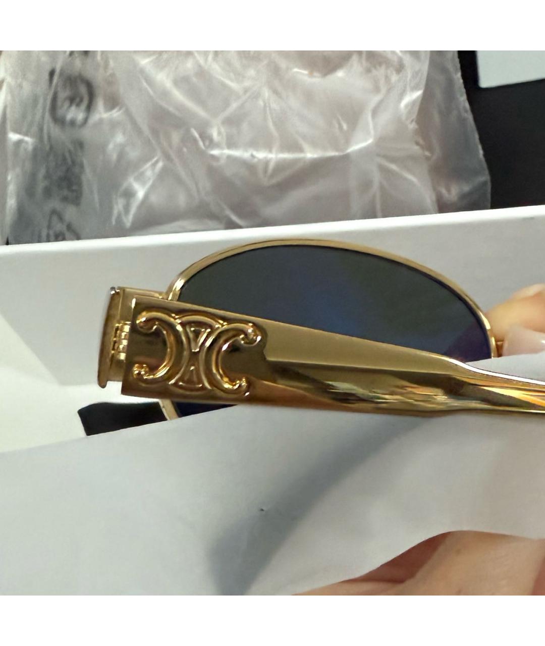 CELINE Золотые металлические солнцезащитные очки, фото 3