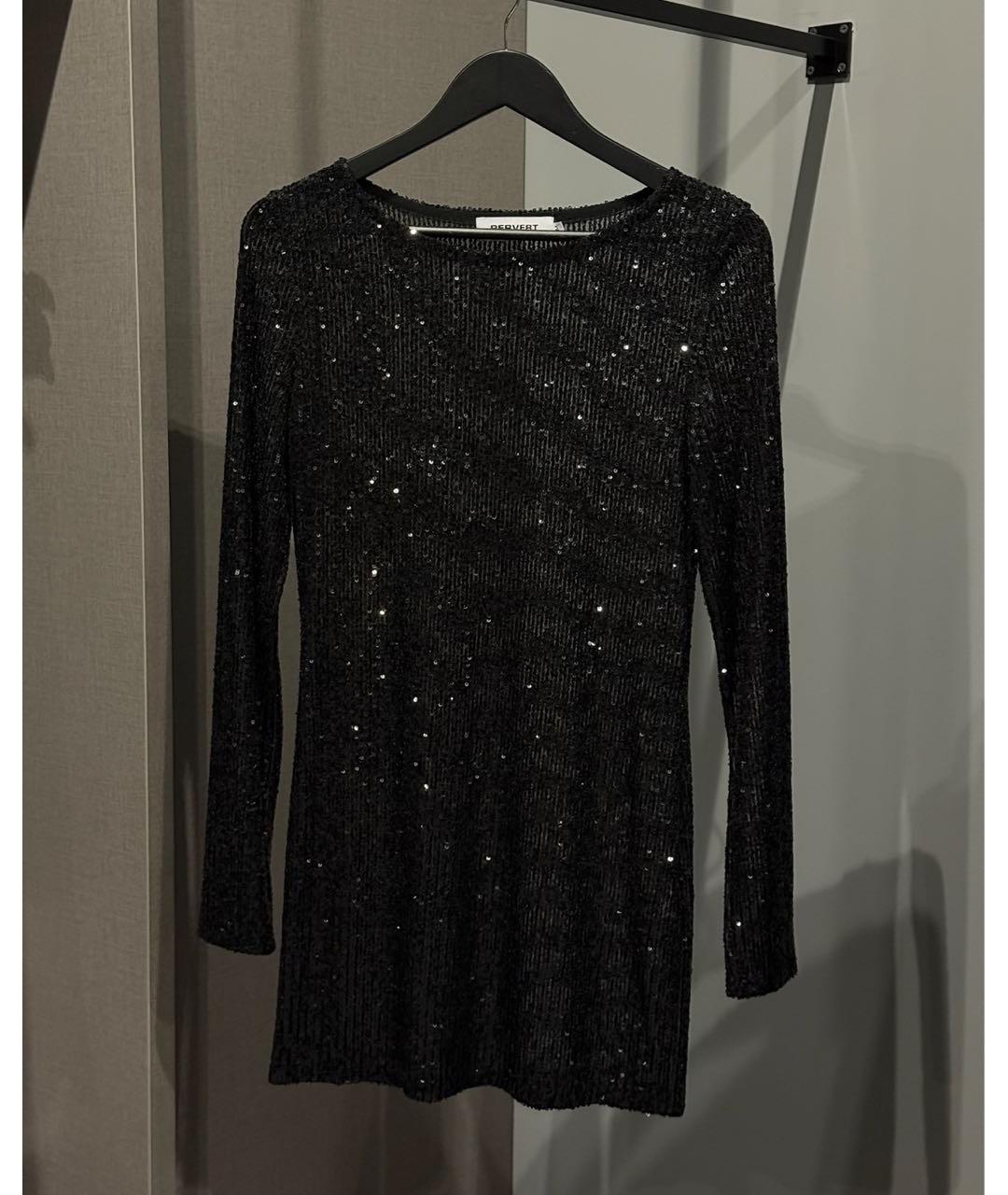 PERVERT Черное хлопковое вечернее платье, фото 3