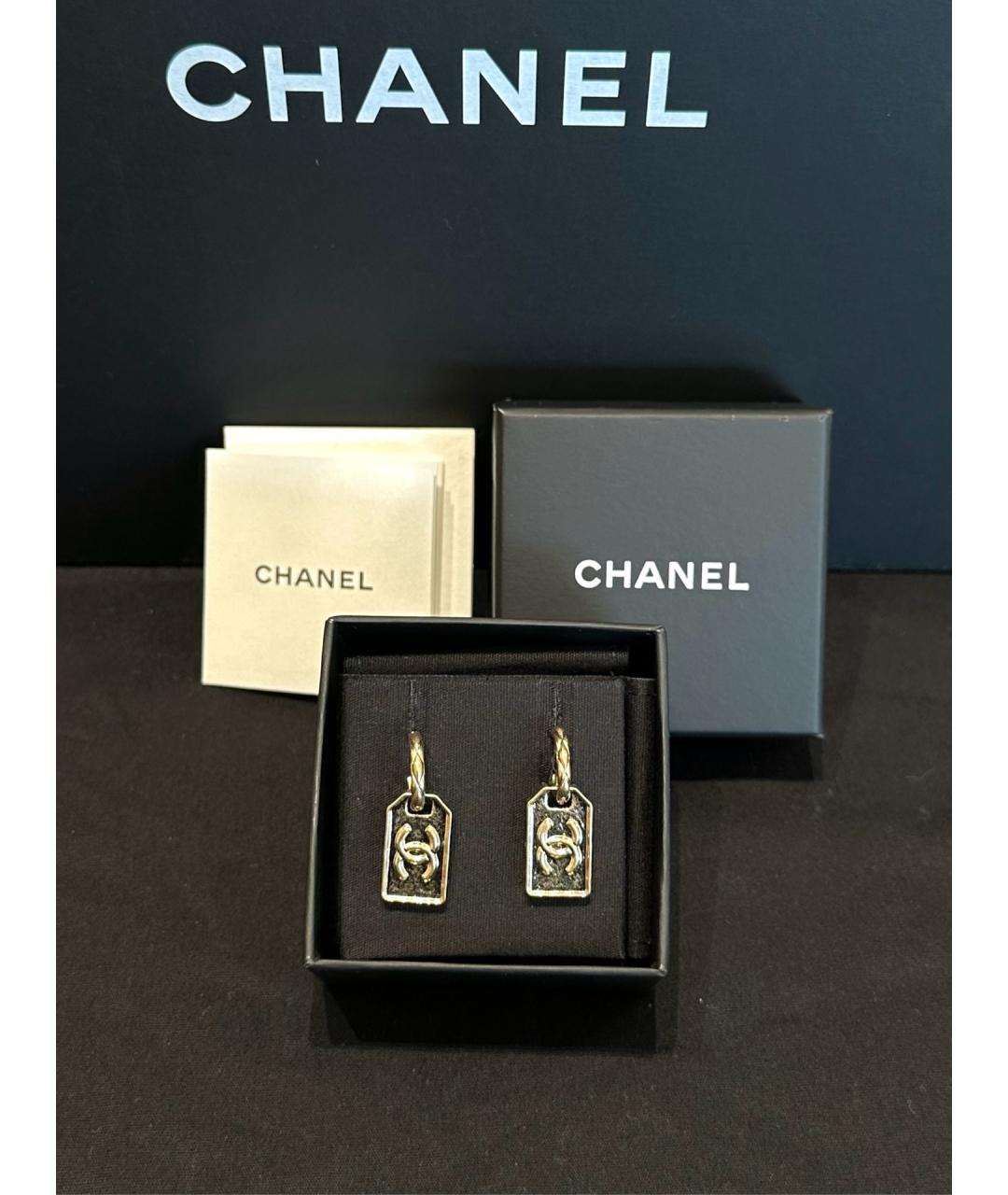 CHANEL Золотые металлические серьги, фото 2