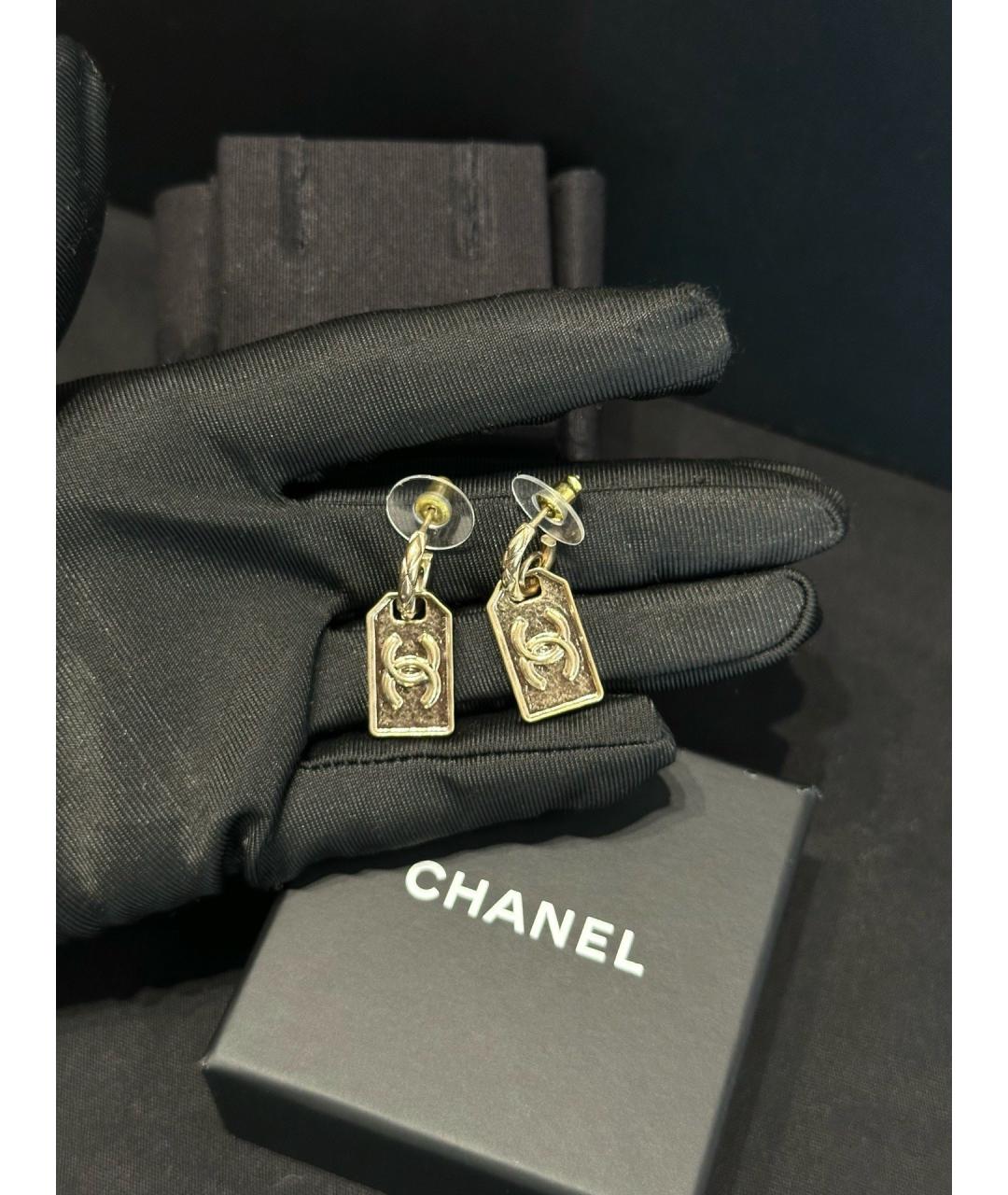 CHANEL Золотые металлические серьги, фото 4