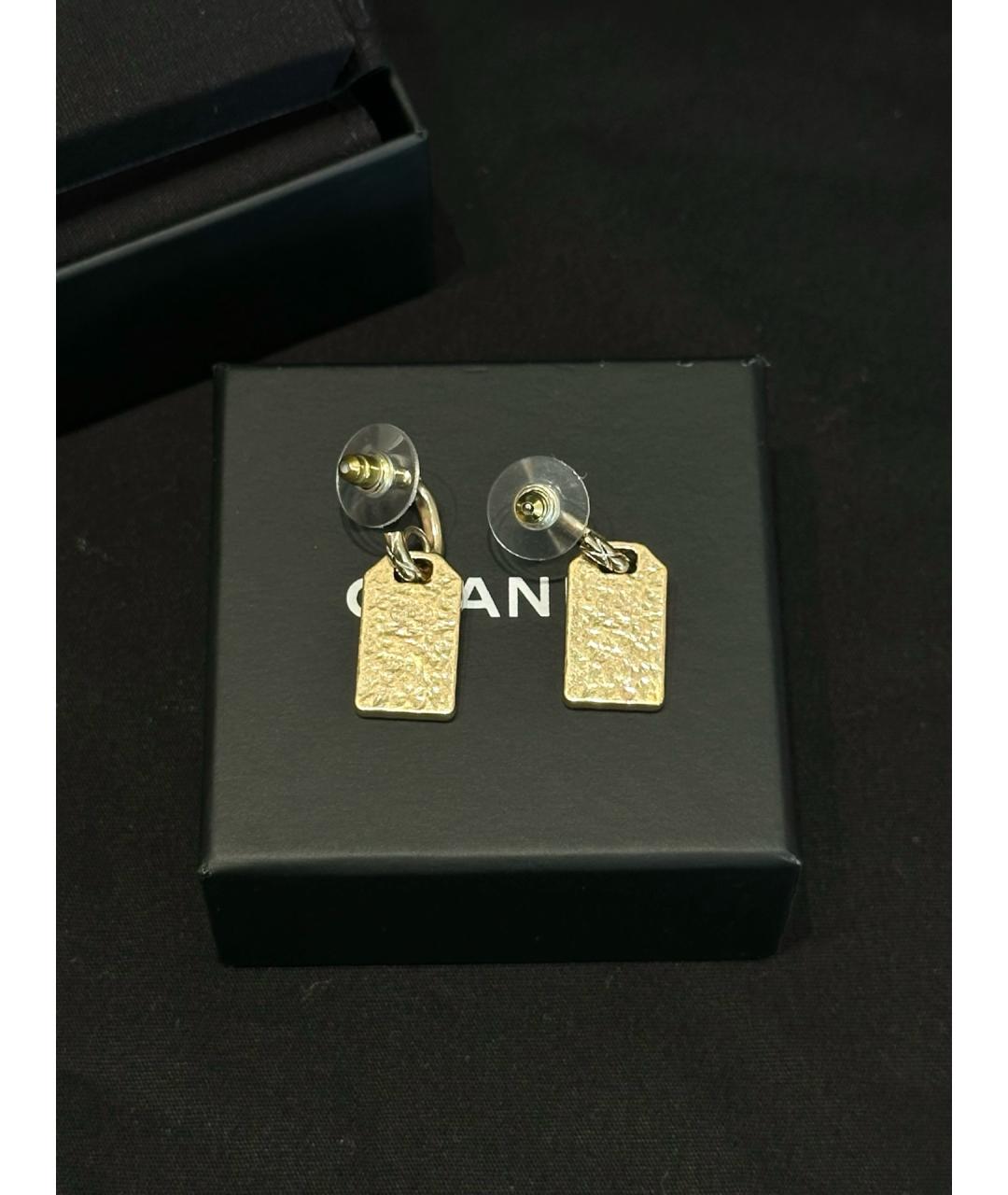 CHANEL Золотые металлические серьги, фото 7