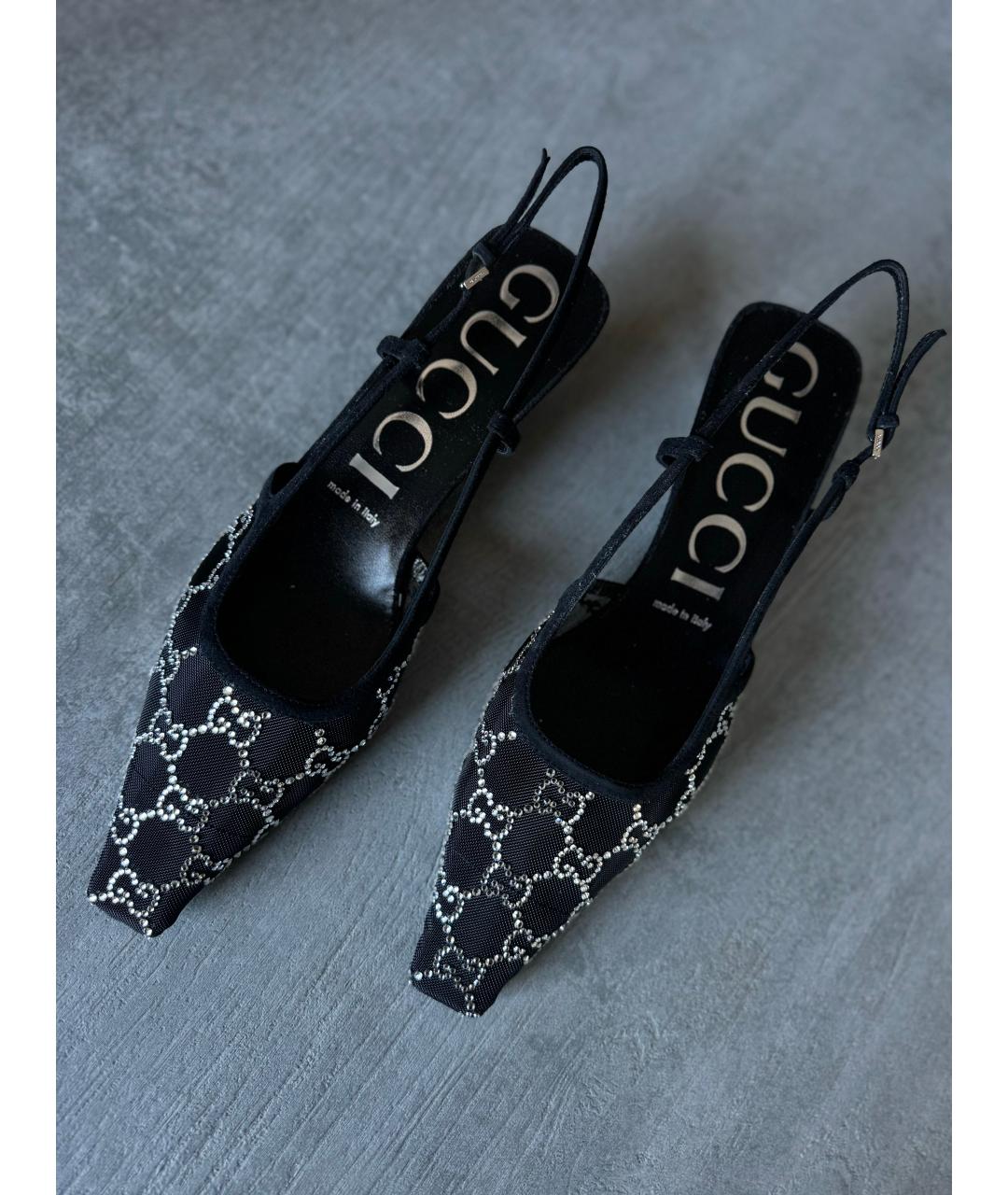 GUCCI Черные лодочки на низком каблуке, фото 2