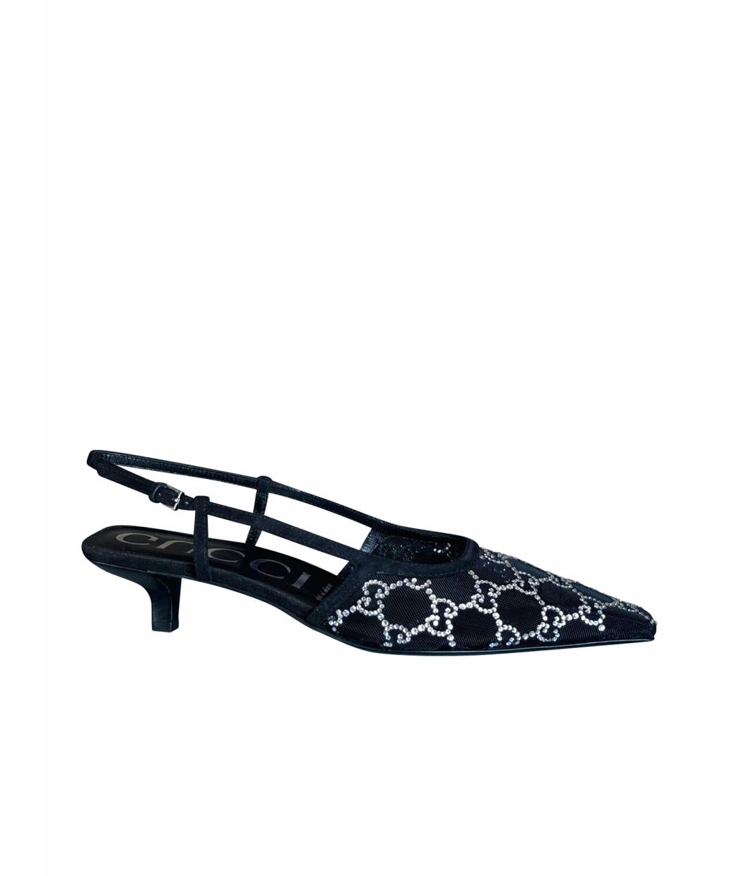 GUCCI Черные лодочки на низком каблуке, фото 1