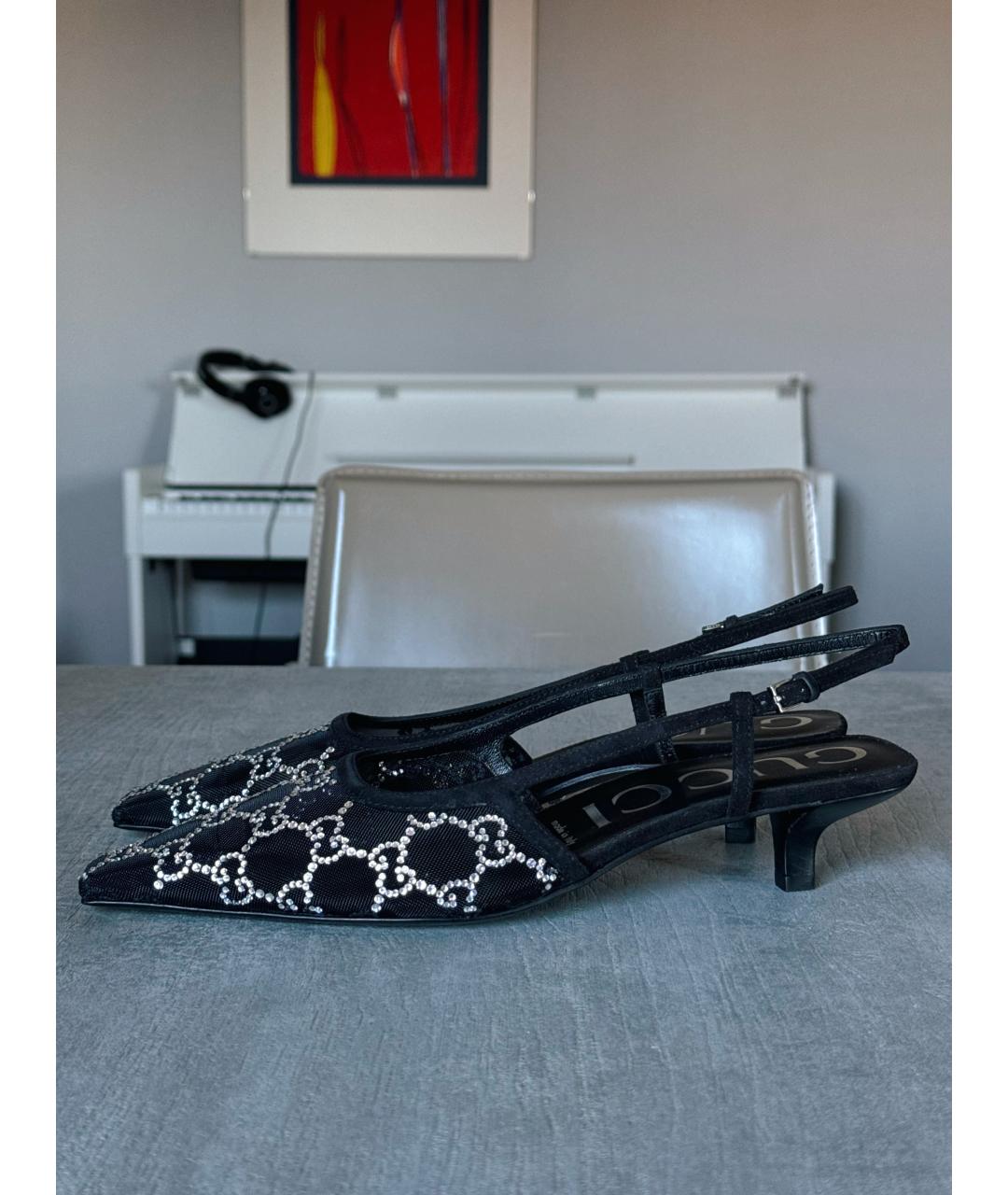 GUCCI Черные лодочки на низком каблуке, фото 6