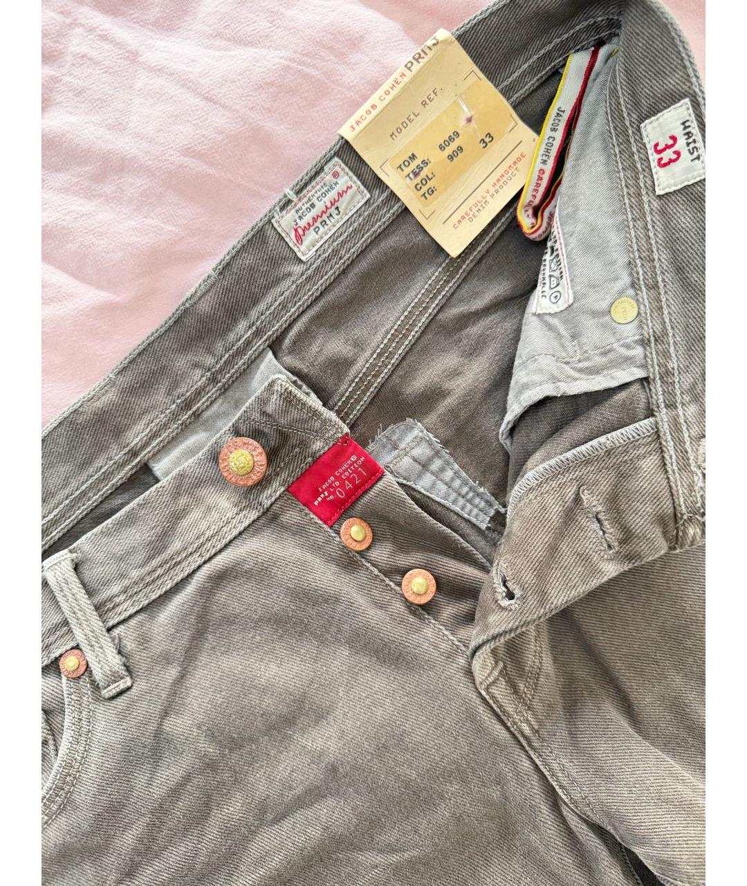 JACOB COHEN Серые хлопковые прямые джинсы, фото 4
