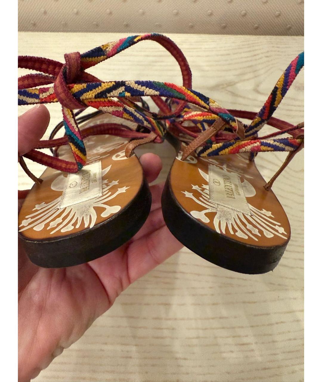 VALENTINO Мульти текстильные сандалии, фото 5