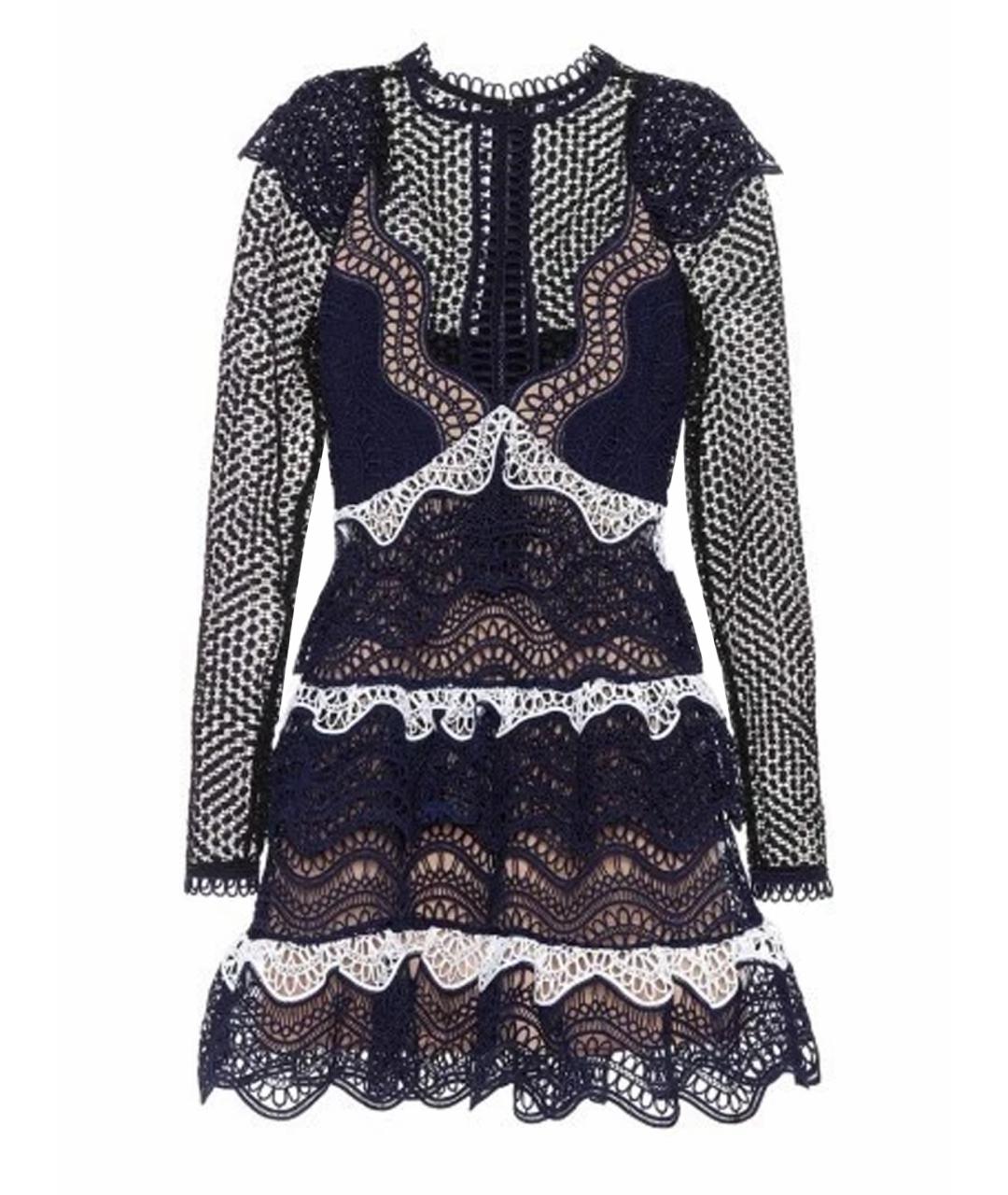 SELF-PORTRAIT Темно-синее полиэстеровое коктейльное платье, фото 1