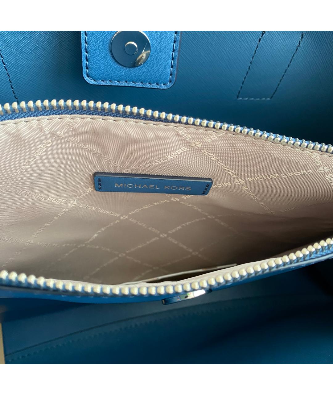 MICHAEL KORS Синяя кожаная сумка с короткими ручками, фото 6