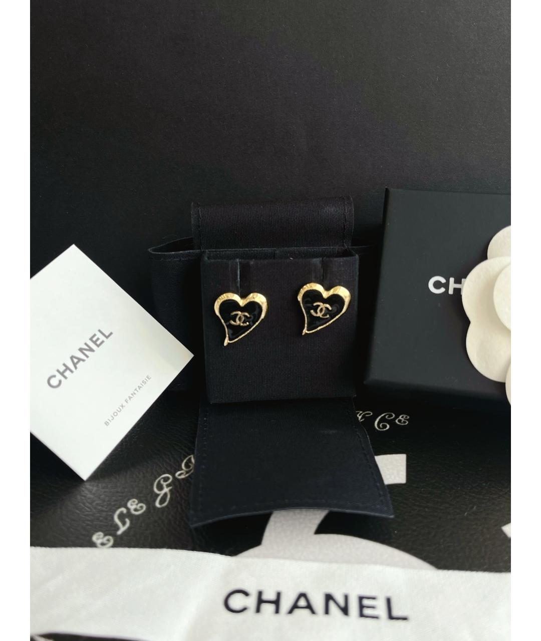 CHANEL Черные металлические серьги, фото 3