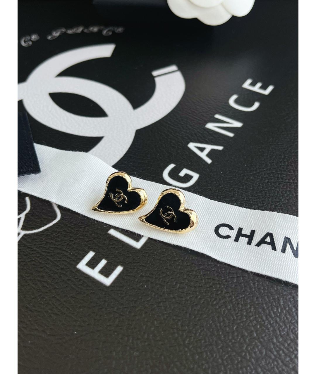 CHANEL Черные металлические серьги, фото 6