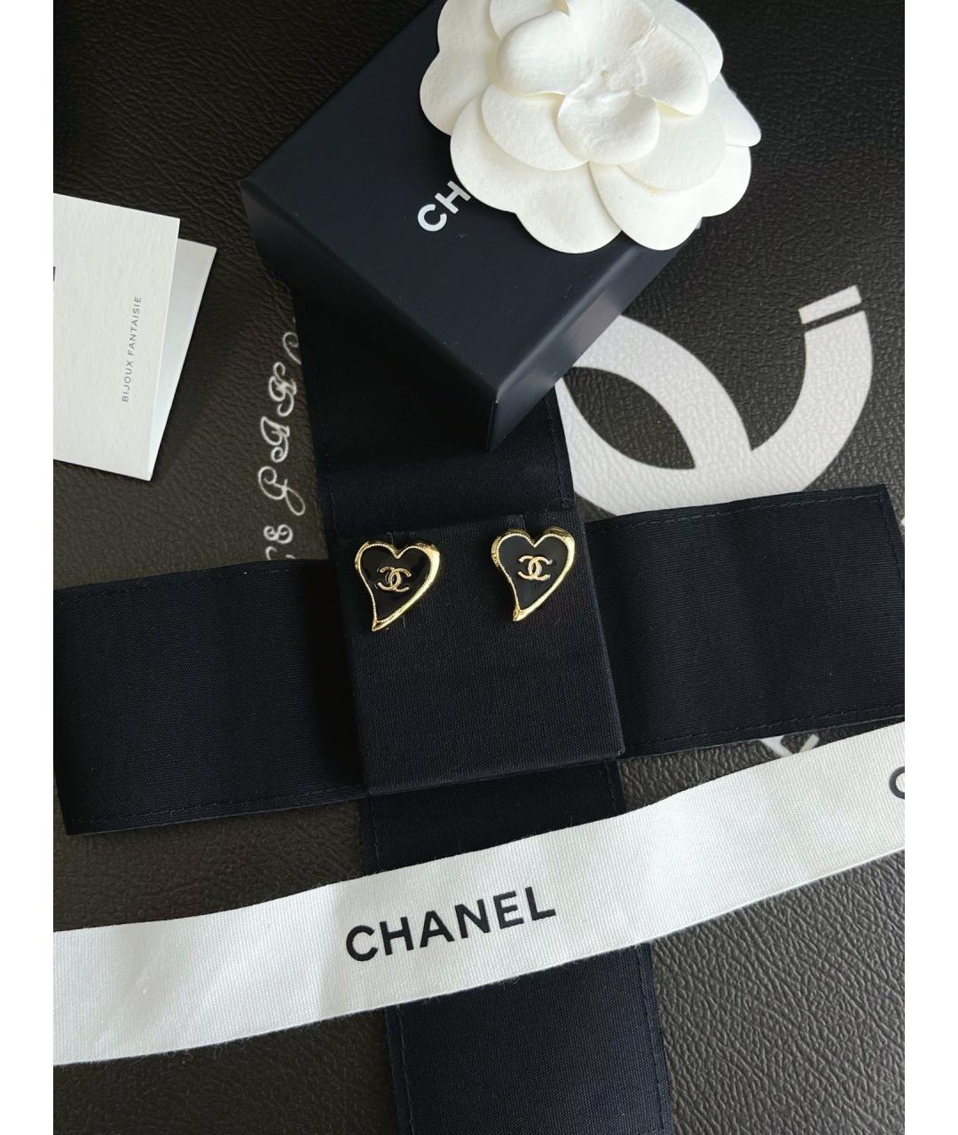 CHANEL Черные металлические серьги, фото 2