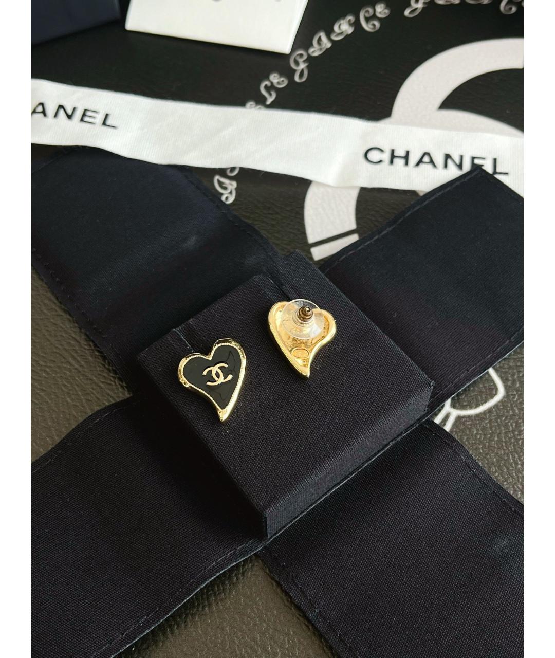 CHANEL Черные металлические серьги, фото 5