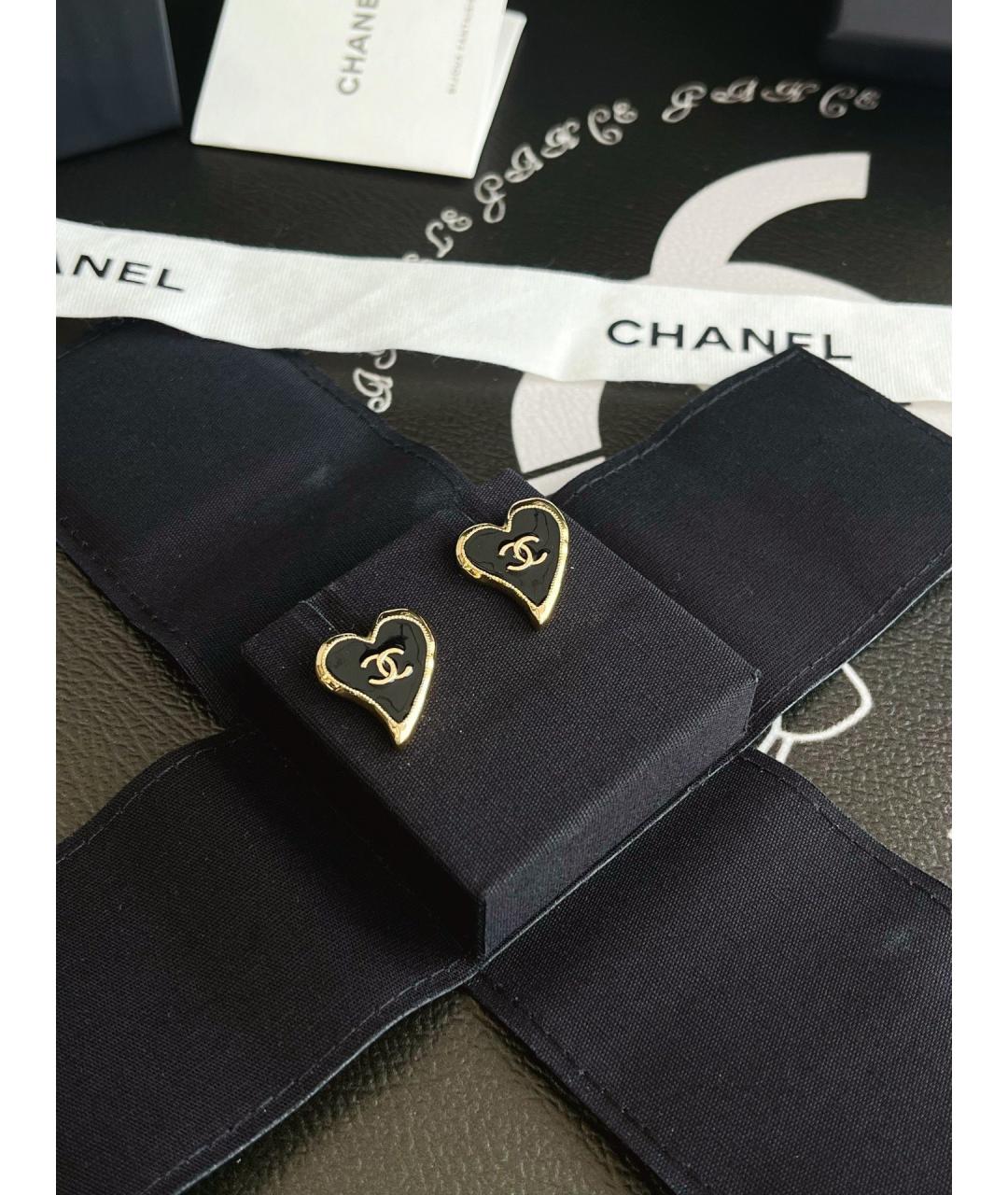 CHANEL Черные металлические серьги, фото 4