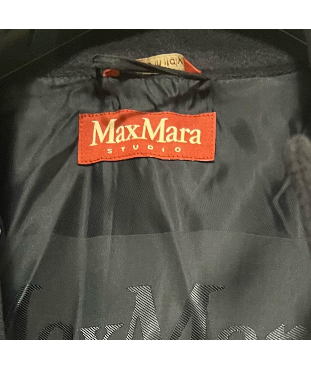 MAX MARA STUDIO Темно-синее шерстяное пальто, фото 3