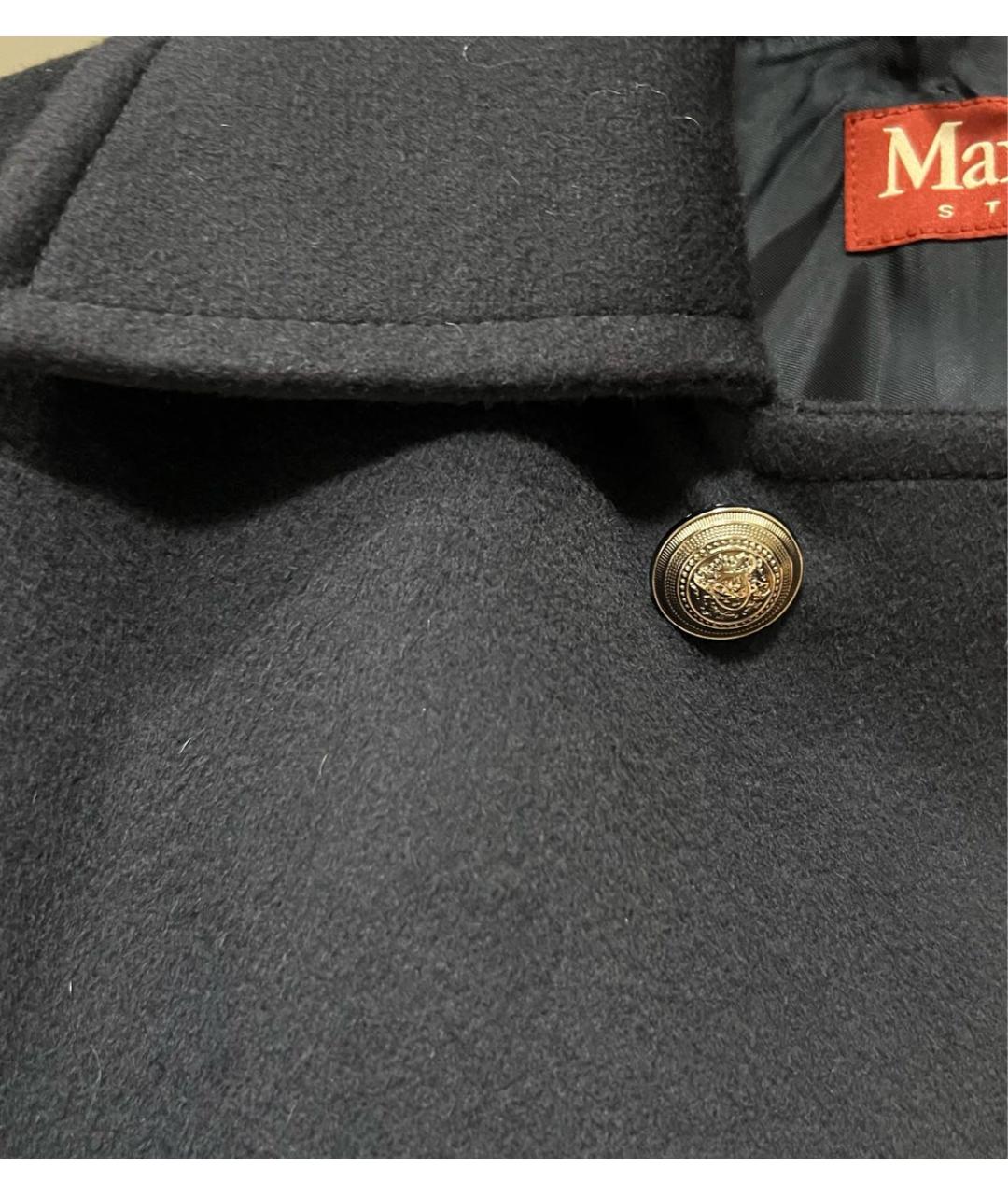 MAX MARA STUDIO Темно-синее шерстяное пальто, фото 4