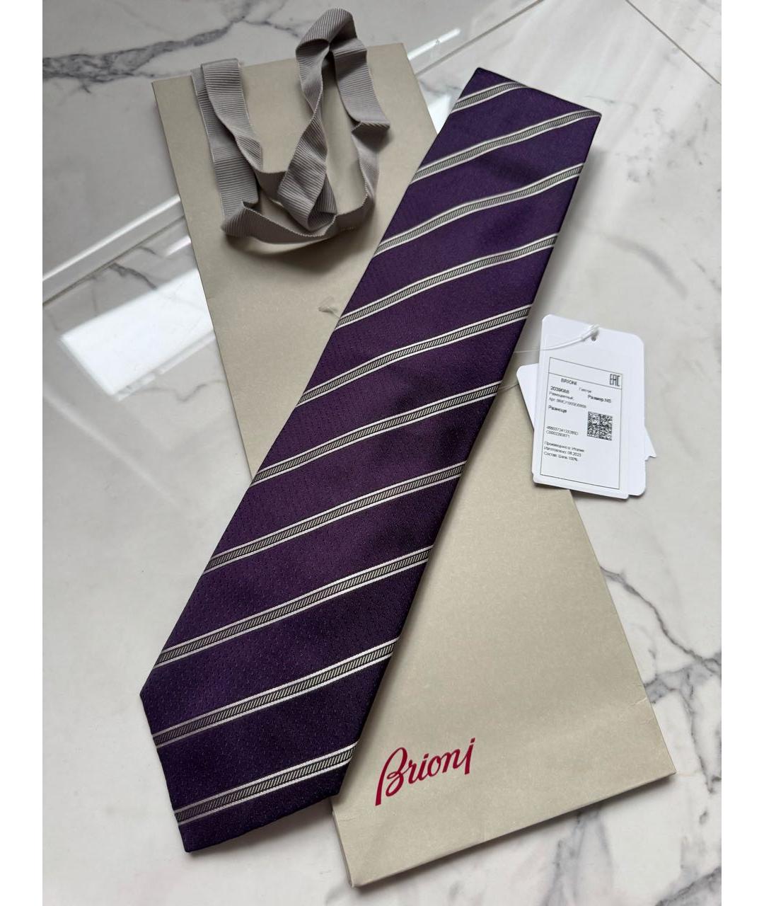 BRIONI Фиолетовый шелковый галстук, фото 7