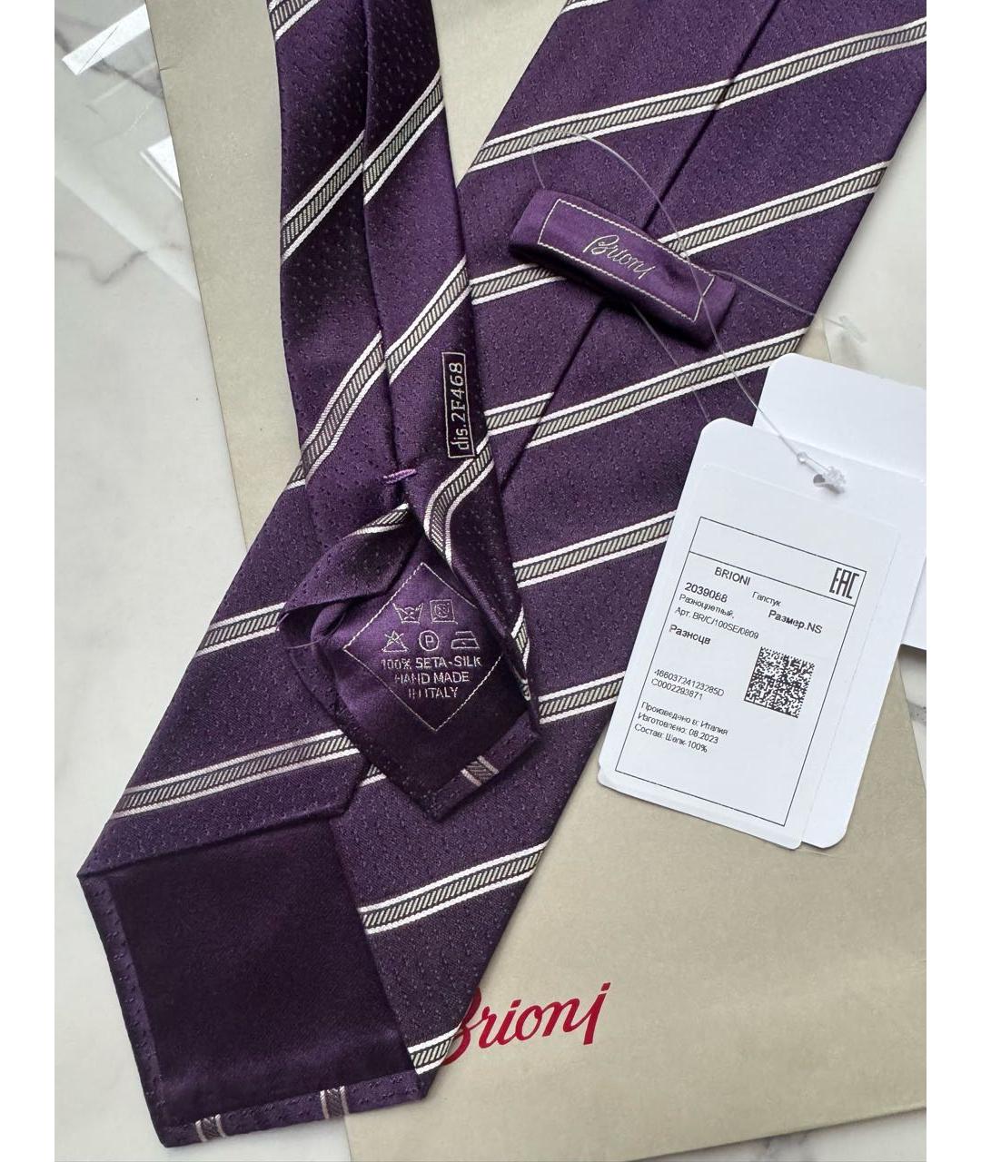 BRIONI Фиолетовый шелковый галстук, фото 6