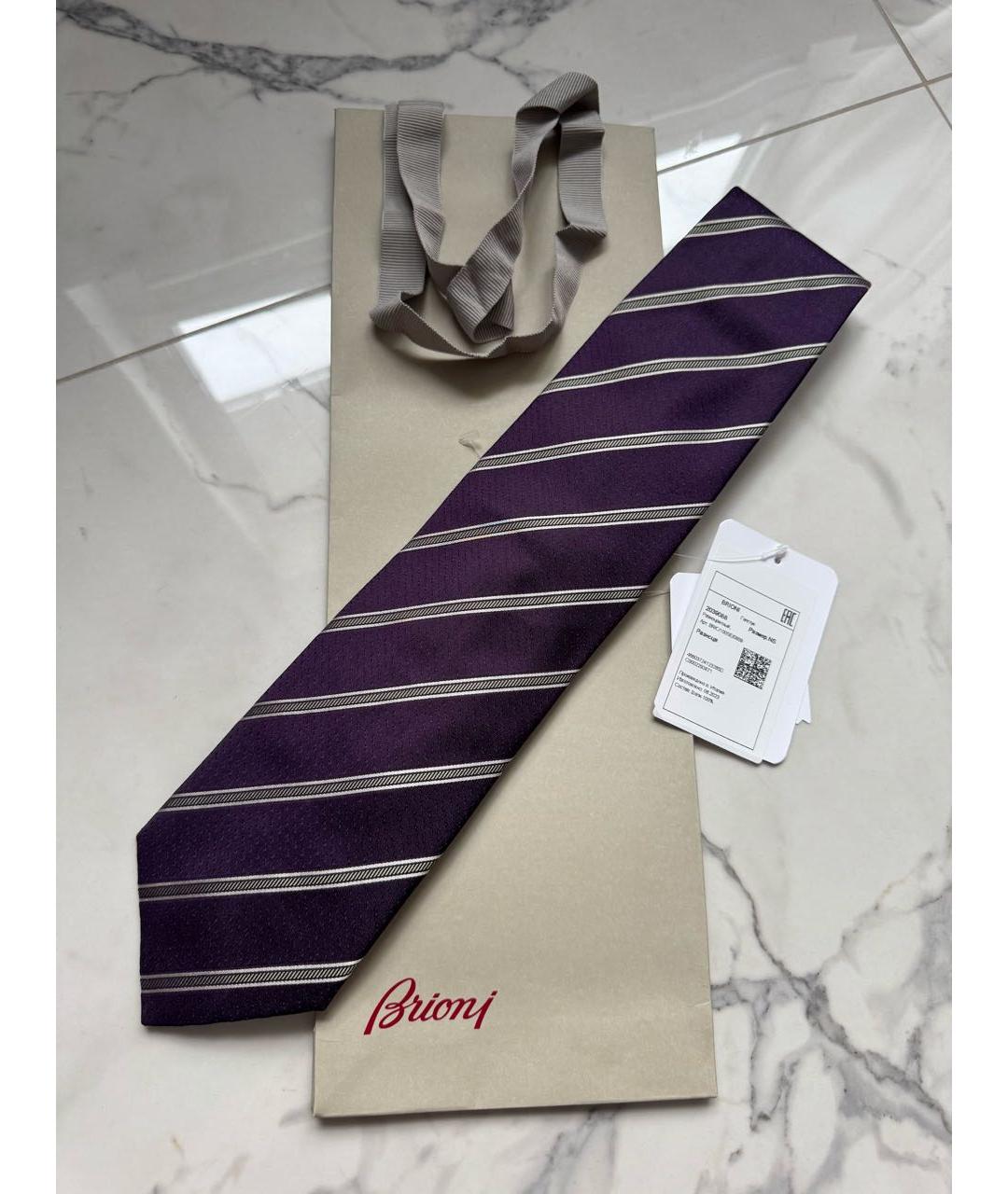 BRIONI Фиолетовый шелковый галстук, фото 2
