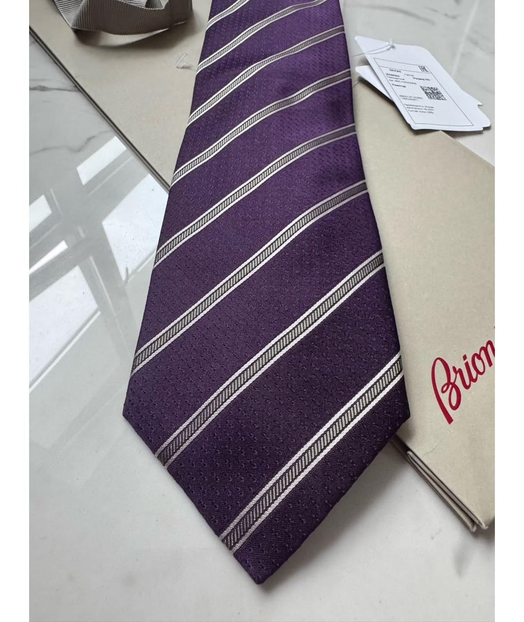 BRIONI Фиолетовый шелковый галстук, фото 3