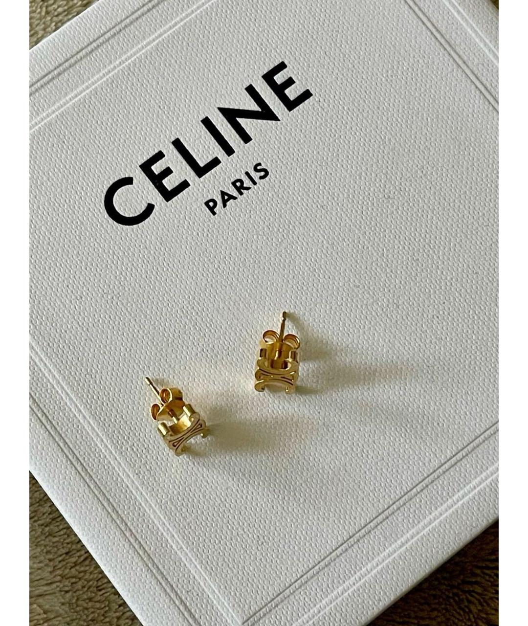 CELINE Золотые латунные серьги, фото 3