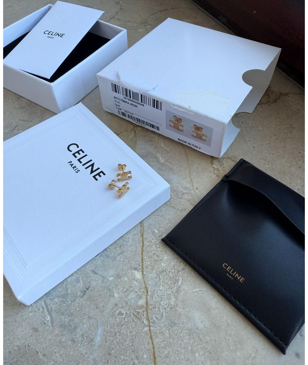 CELINE Золотые латунные серьги, фото 5